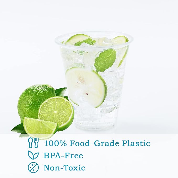 Turbo Bee 200 Pack 12 OZ Clear Plastic Cups, Disposable Crystal Plastic Party - Image 2