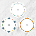 FLT Silicone Colorful Coaster Set of 3, Non-Slip Drink Mat, Cute and Unique Printed Design (Made in Korea) (White - Animal)