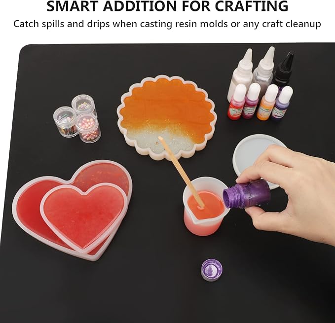 Gartful Black Silicone Mat for Crafts, 35.4 x 23.6 x 0.06 inches Silicone Craft Mat, Extra Large Silicone Sheet Thick Pad for Jewelry Casting Resin Molds, Painting, Counter Table, Placemat, Non-Slip