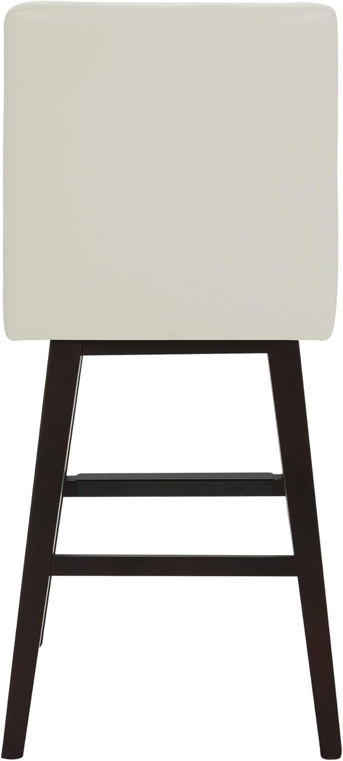 CHITA Counter Height Swivel Bar Stools Set of 3, FSC Certified Upholstered Faux Leather Barstool Chairs with Back, 26.8" H Seat Height, PU Leather in Pure White