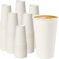 16 oz White Paper Coffee Cups, Disposable Hot Drink Cups by PACKINNO