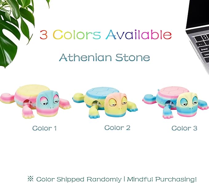 3D Printed Funny Turtle Coasters - Colorful Wacky Turtle Coaster Stress Relief Toys, Desktop Decorations for Home, Office, Party, One Piece (Athenian Stone)