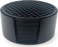 Happitasa 4.25 Inch Bar Mat Style Silicone Beverage Coasters, Set of 6 with Holder (Black)