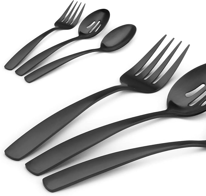 O.C.E. 5-Piece Matte Black Serving Flatware Silverware Set, Utensil Set of - Image 3