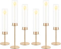 Gold Candle Holders Set of 6 for Glass Taper Candle Holders,Hurricane Candlestick Holder for Home Decor, Wedding, Dinning, Party Decorative, Anniversary (6,Gold)