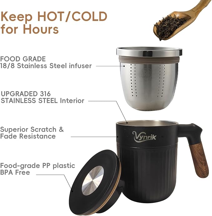 Tea Infuser Cup Doubles As Insulated Coffee Mug, Tea Cup - Image 2