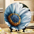 Decorative Ceramic Plates with Display Stand Graphic White Daisy 10'' Ideal for Table Display and Wall Hanging DP-654739726