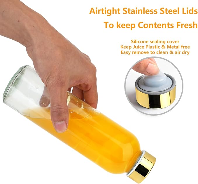 Zukro 18 oz Glass Juice Bottles - Image 5