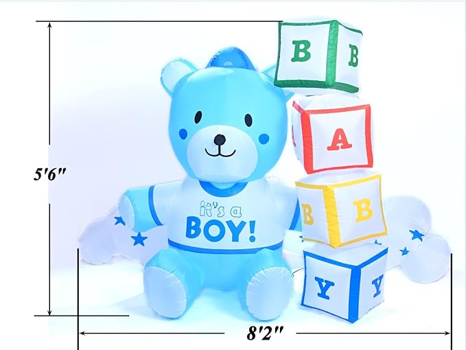5.5Ft Inflatable Little Cub Arrival Boy Yard Garden Lawn Decoration, Outdoor Lighted Blow Up Display, Indoor Home Celebration, Birthday Party Holiday Decor Yard Prop Sign