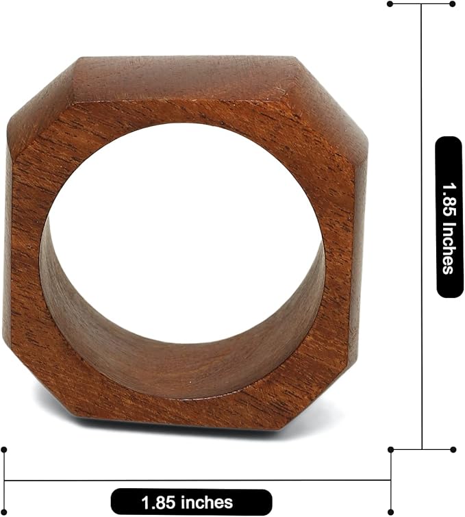 Wooden Napkin Rings Set of 12 for Dinning Table Decor | Wood Napkin Holder Set of Twelve for Dinner Table Decoration | Napkin Ring for Home and Kitchen Decor