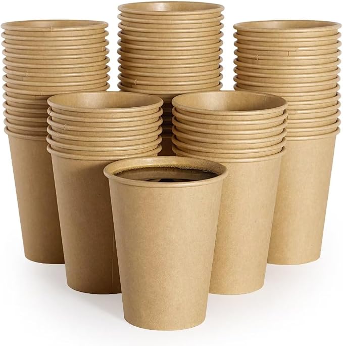 LITOPAK 240 Pack Disposable Coffee Cups, 12 oz Kraft Paper Cups | Large bulk by LITOPAK