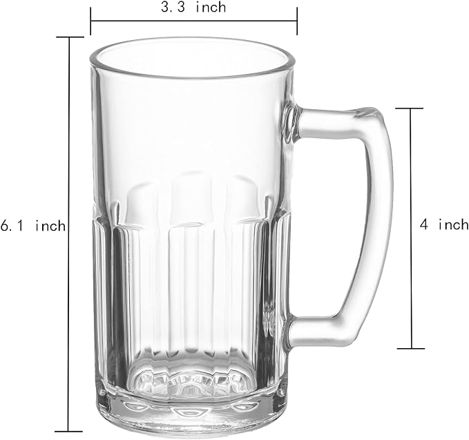 2 Pack Heavy Beer Mugs, Large Beer Glasses - Image 2