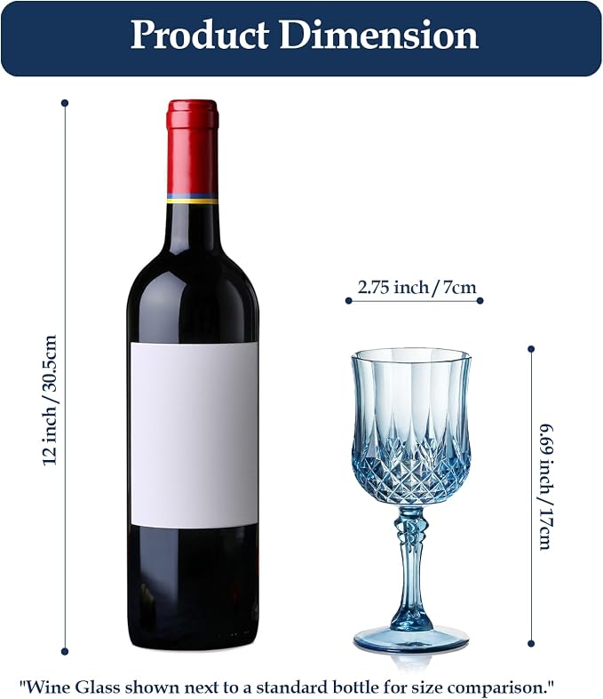 XUWAIDSGN 7oz Plastic Vintage Wine Glasses Drinking Glasses Unbreakable Wedding - Image 3