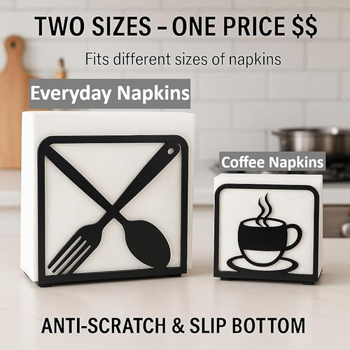 2-Pack Decorative napkin holder for table & coffee filter holder Set – Black cocktail napkin holder – Fits Standard Napkins & coffee filter size #2 & #4