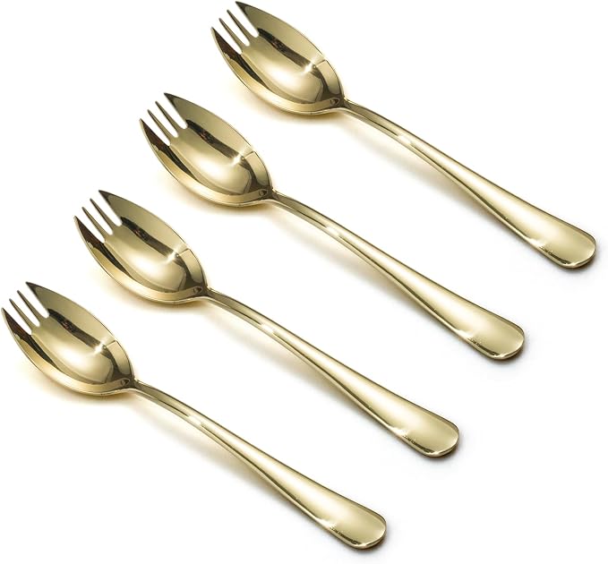 Alata Champagne Gold Mirror Sporks 8-Pack Set Stainless Steel Sporks, 7.4 by Alata