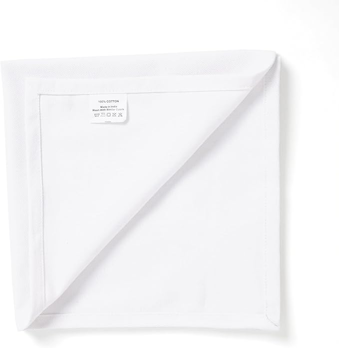 ACCENTHOME Accent Home 100% Cotton Napkins, Delicate Cloth Napkins for Dinners, Parties and Weddings，18 x 18 Inch Set of 12 - White
