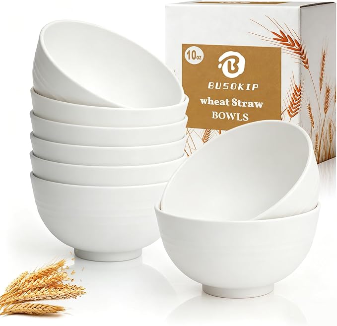 Dessert Bowls 10oz, Unbreakable Wheat Straw Bowls Sets of 8, Mini Plastic Bowls by BUSOKIP