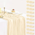 10 Pack Beige Cream Cheesecloth Table Runner 35x120 Inches, Summer Farmhouse by BlueTopCoLtd