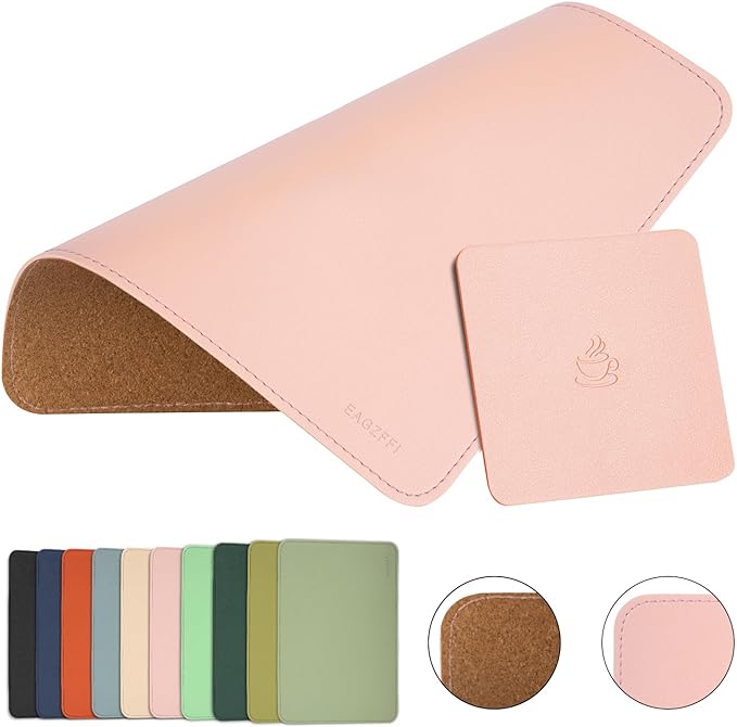 Double-Sided PU Leather & Cork Mouse Pad by EAGZFFI