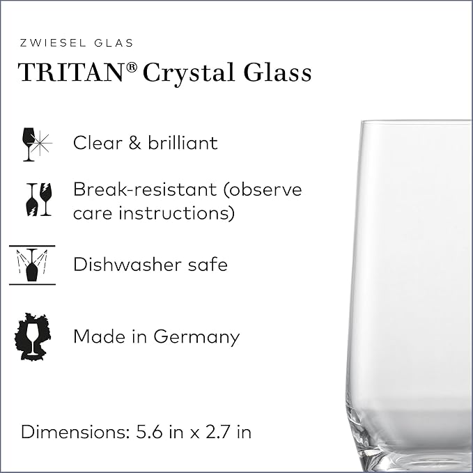 ZWIESEL GLAS Pure Tumbler (Set of 6), Drinking Glasses for Several Beverages, Dishwasher-Safe Machine-Made Tritan Crystal Glasses, Made in Germany (12 Ounce)