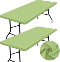 homing 2 Pack Rectangle Table Cloth, Elastic Fitted Fabric Tablecloth Fits for 6 Foot Folding Tables, Washable Table Cover for Picnic, Camping, Indoor & Outdoor (Sage Green, 30" x 72")