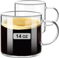 PARACITY Glass Mug Set of 2, 14.2 fl oz Clear Coffee Cups by PARACITY