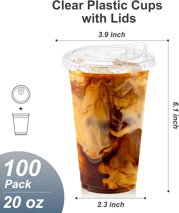 Dealusy 100 Pack - 20 oz Clear Plastic Cups - Image 2