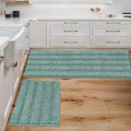Non Slip Thick Shaggy Chenille Bathroom Rug Mat Set Extra Soft and Absorbent Striped Floor Rugs, 2 Piece, Machine-Washable