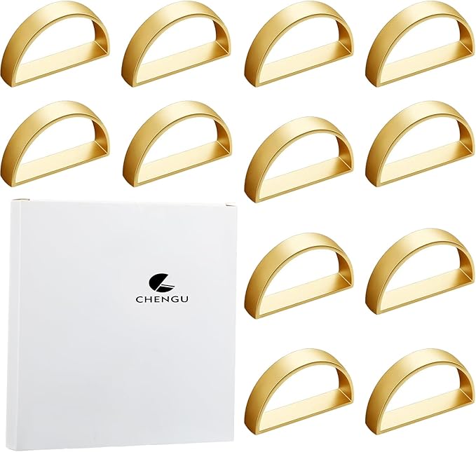 10 Pcs Stainless Steel Napkin Rings Metal Napkin Ring Holders Valentine's Day Modern Serviette Buckles Metallic Adornment for Spring Table Kitchen Dinner Party Wedding (Matte Gold Semicircle)
