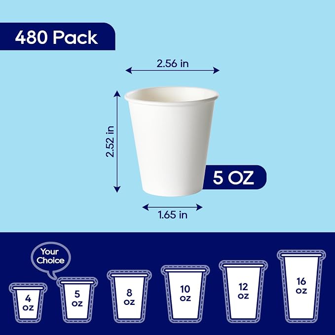 LITOPAK 480 Pack 5 oz Disposable Paper Coffee Cups, and Travel - Image 2