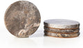 Natural Travertine Marble Coasters Set of 4, Round Gray Stone 4 Inch, Modern Drink Coasters for Home Decor, Coffee Table, Office