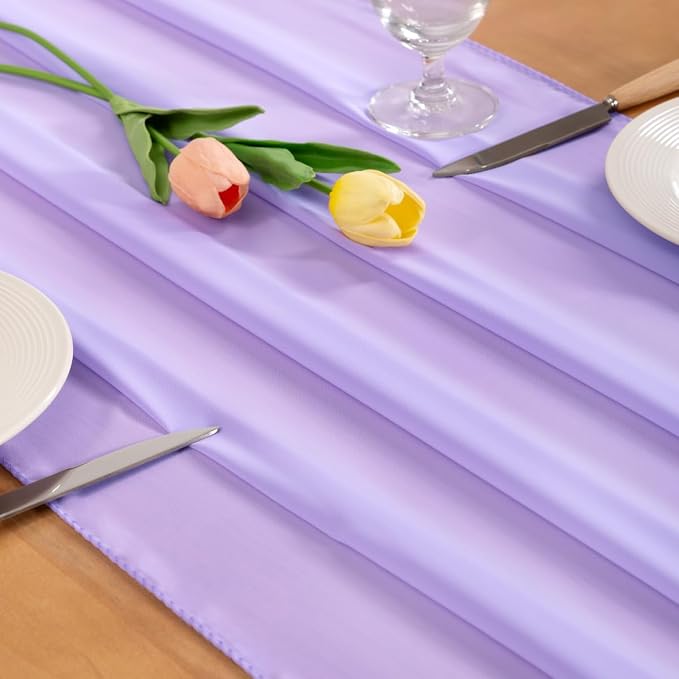 Lilac Chiffon Table Runner Summer Boho Wedding Birthday Party Decor | 14ft - Image 2