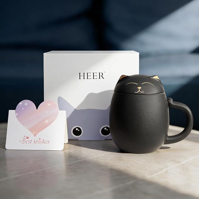 HEER Black Cat Ceramic Tea Mug 13.5oz - Image 2