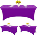 HAISIWLKJ 3 Pack Table Cloth 6ft Purple Tablecloths for Rectangle Folding Table Spandex Fitted Stretch Table Cover Wrinkle Resistant Washable Table Protector for Party, Wedding, Banquet, Festival.