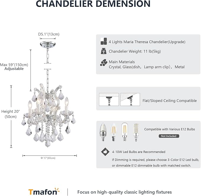 Modern Crystal Chandeliers for Dining Room - Small Crystals Chandelier Lights for Girls Bedroom, Dining Room, Hallway, Kitchen Island, Bathroom, Closet