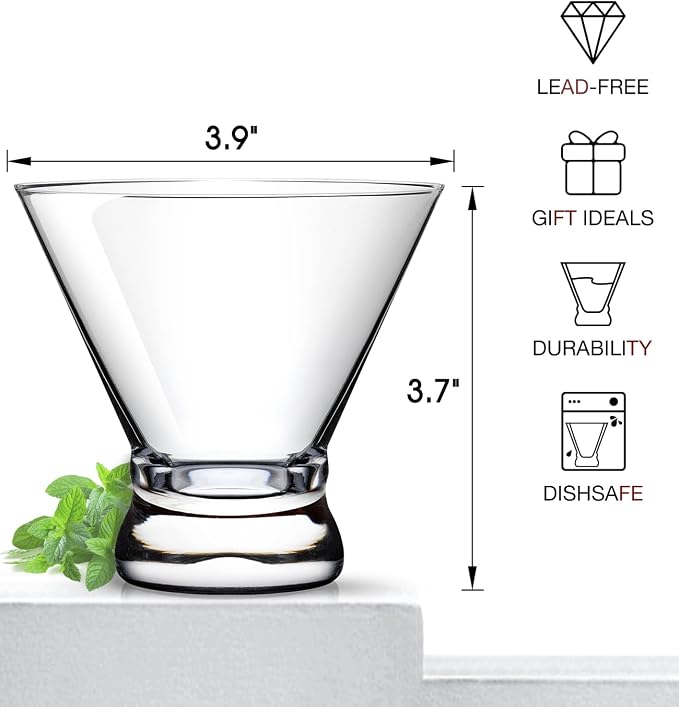 Martini Glasses Set of 4, 8oz Coupe Cocktail Glasses - Image 6