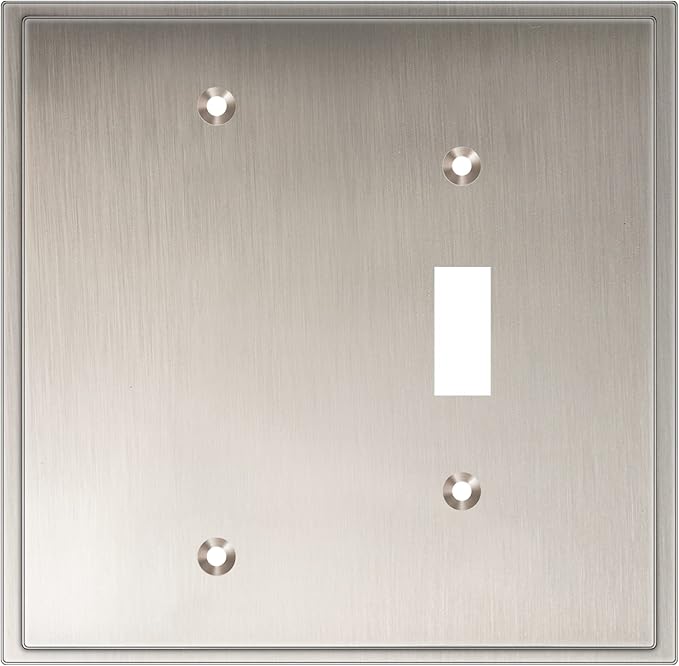 Henne Bery Soft Modern Decorative Wall Plate Switch Plate Outlet Cover (Blank/Toggle, Satin Nickel)