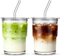 INSETLAN 13 oz Portable Glass Tumblers Set of 2, Thick Wall Glass Cups by INSETLAN
