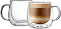 CNGLASS 16oz Double Walled Glass Coffee Mugs, Large Clear Coffee Cups by CNGLASS