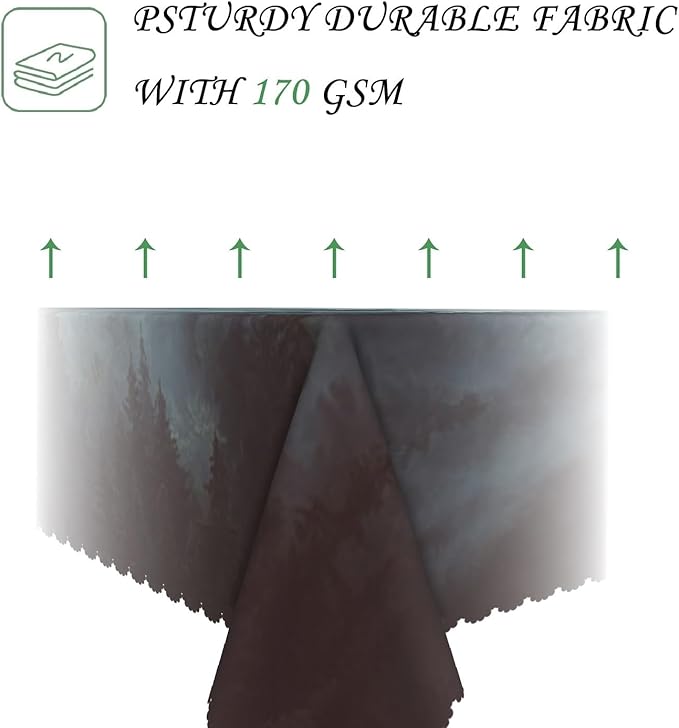 70x140 Inch Nature Rectangular Tablecloth Misty Forest Mountain Table Cloth Waterproof Durable Table Cover for Holiday Picnic Dinner BBQ Decor
