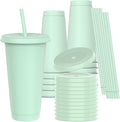 24 oz Plastic Cups With Lids and Straws, Sturdy & Food-Safe Iced Coffee Cups by Unknown