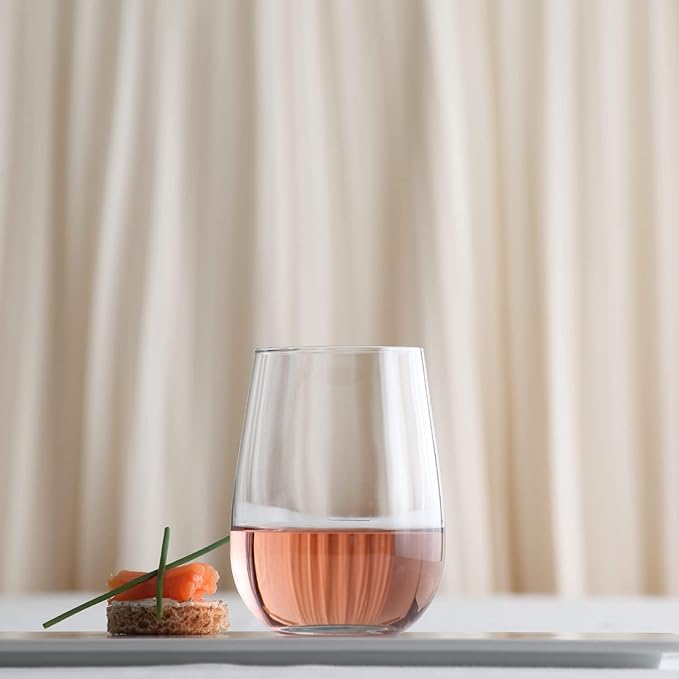 LAV 6x Clear 475ml Gaia Stemless Red Wine Glasses - Large Kitchen Water Gin Cocktail Party Glass Tumbler Goblets Set