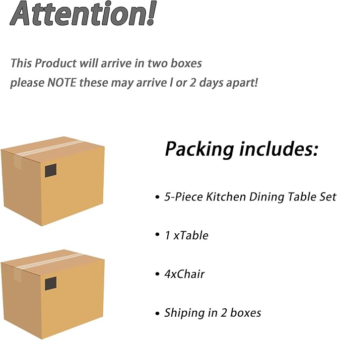 Modern Glass Dining Table Set for 4, Rectangular Kitchen Table Set, 5 Piece Dining Table Set with 1 Tempered Glass Table and 4 PU Dining Chairs for Dining Room, Kitchen,Office