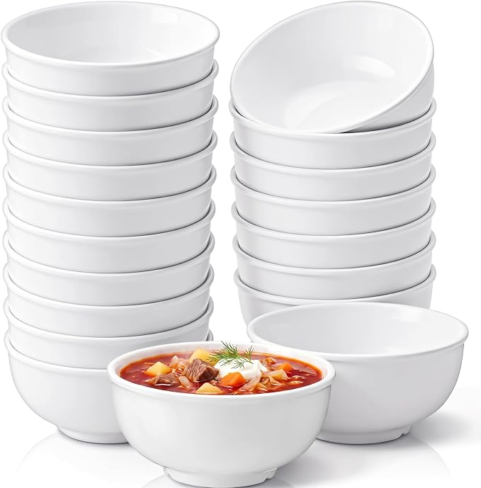 Tioncy 20 Pack 30oz White Melamine Bowls Set 6'' deep Unbreakable Soup Bowl | by Tioncy