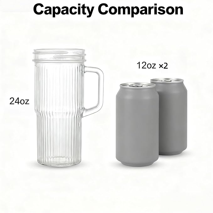2-Pack 24oz Ribbed Glass Tumbler - Image 4