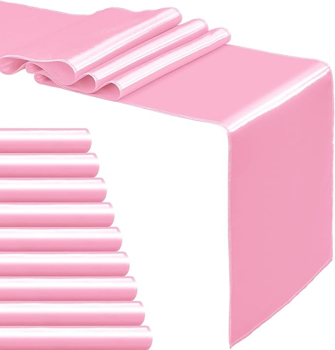 10-Pack Pink Satin Table Runner 12 x 108 Inch Long Bright and Smooth Silk - Image 8