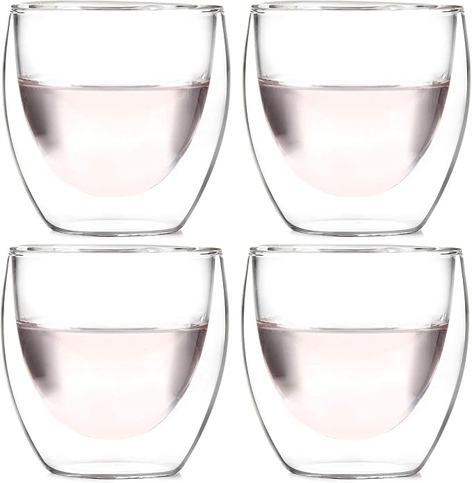 Amlong Crystal Double Wall Glass Shot Glass, Espresso Cups 3 oz. by Amlong+Crystal