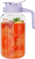 Glass Pitcher with lid, 64 oz Wide Mouth Mason Jar | Dual leak-proof lid by Junvpic