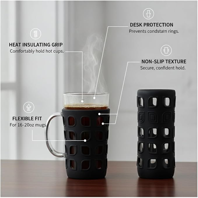 Silicone Cup Sleeve for 16-20oz Mugs, Heat Insulating Grip for Handle-less - Image 5