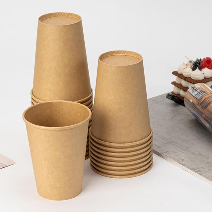 RACETOP 12 oz 100 Pack Kraft Unbleached Disposable Coffee Cups | Natural Kraft - Image 5